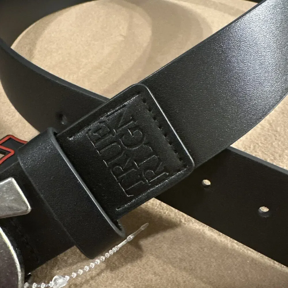 True Religion Mens Size 36 Belt Black Sage Heavy weight Horseshoe buckle exped.
